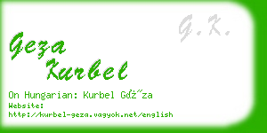 geza kurbel business card